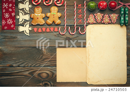 Christmas homemade decoration flat lay Christmas homemade decoration flat lay 24710503