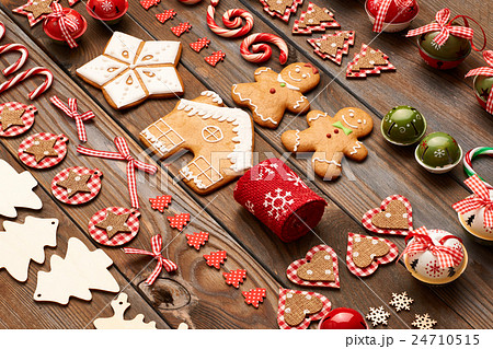 Christmas homemade decoration flat lay 24710515