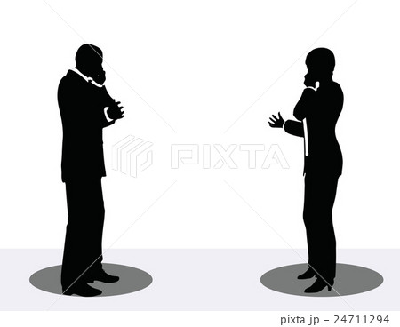 business man and woman silhouette on phone business man and woman silhouette on phone 24711294