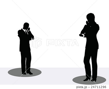 business man and woman silhouette on phone business man and woman silhouette on phone 24711296