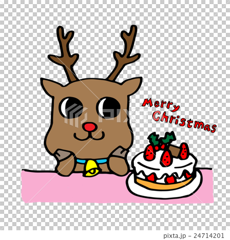 トナカイとクリスマスケーキ トナカイとクリスマスケーキ 24714201