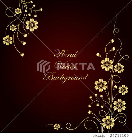 Gold flowers with shadow on dark background. 24715109