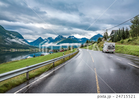 Caravan car travels on the highway. Caravan car travels on the highway. 24715521