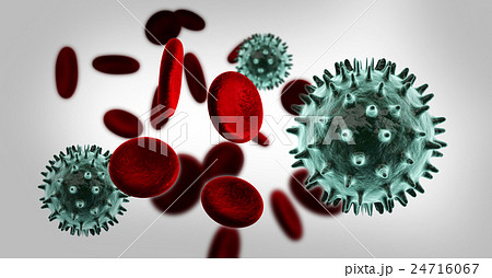 Virus in blood with red blood cells, Virus in blood with red blood cells, 24716067