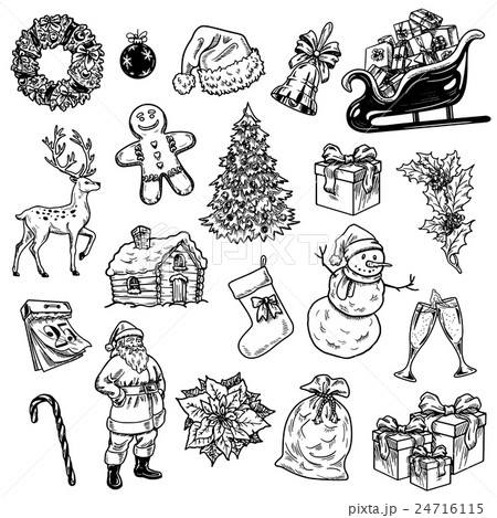 Holly jolly Merry Christmas vector set of icons 24716115