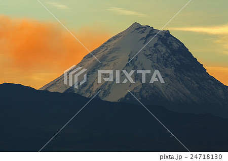 Kamen volcano on background of sunrise Kamen volcano on background of sunrise 24718130