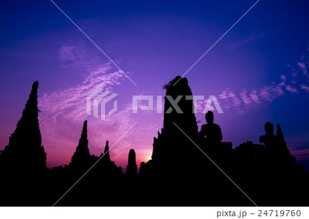 pagoda and buddha statue silhouette pagoda and buddha statue silhouette 24719760