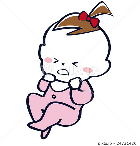 泣くピンクベビー服を着た女の子の赤ちゃんのイラスト素材