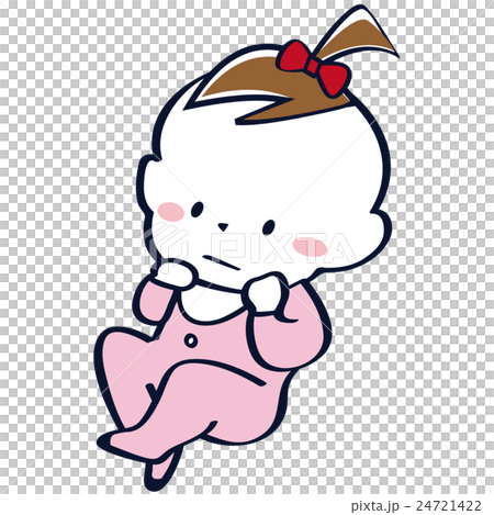 不満そうピンクベビー服を着た女の子の赤ちゃん 不満そうピンクベビー服を着た女の子の赤ちゃん 24721422