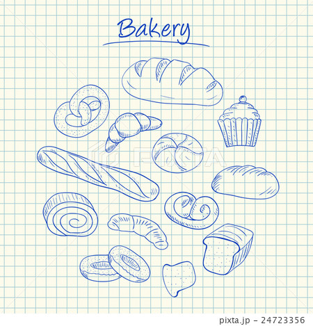 Bakery doodles - squared paper 24723356