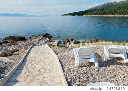 Walkway on the rocky beach in Istria 24723840