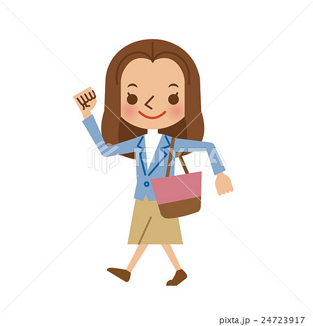 元気に歩く若い女性のイラスト素材