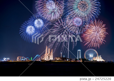三重県 長島スパーランドの花火の写真素材