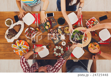 People eat healthy meals at served table dinner 24725448