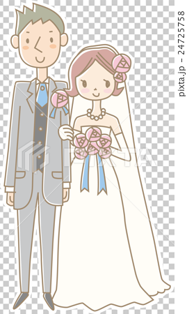 結婚式 ドレスとタキシード のイラスト素材