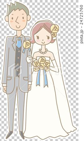 結婚式 ドレスとタキシード のイラスト素材