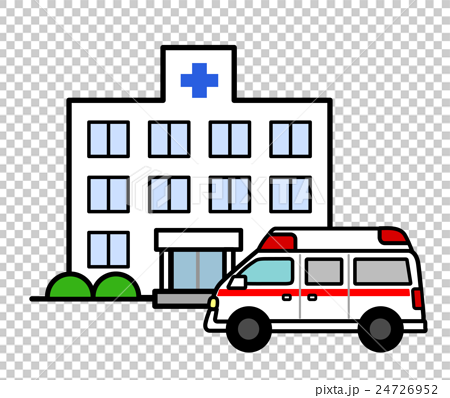 病院と救急車のイラスト素材