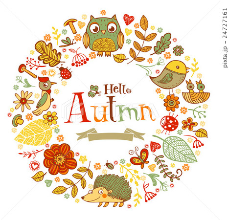 Hello Autmn banner in doodle style 24727161