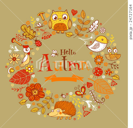 Hello Autmn banner in doodle style Hello Autmn banner in doodle style 24727164