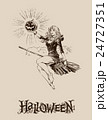 Blond halloween witch flying on broom vector  24727351