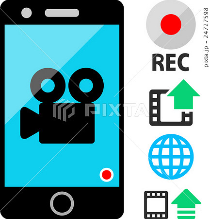 スマートフォンでの動画撮影とアップロードのイラスト素材 24727598 Pixta