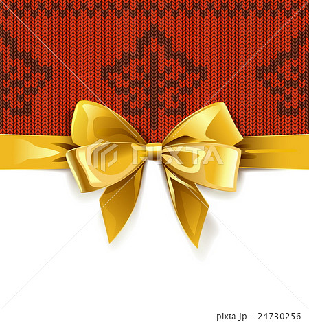Vector Gift Bow with Autumn Knitted Pattern 1 24730256