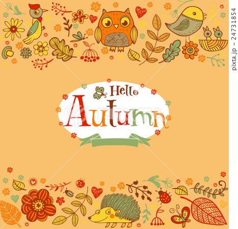 Hello Autumn banner in doodle style 24731854