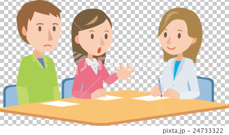 医師と相談(若い夫婦と女性医師) 医師と相談(若い夫婦と女性医師) 24733322