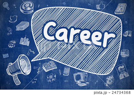 Career - Cartoon Illustration on Blue Chalkboard. Career - Cartoon Illustration on Blue Chalkboard. 24734368