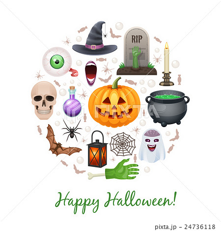 Happy Halloween elements formed in circle Happy Halloween elements formed in circle 24736118