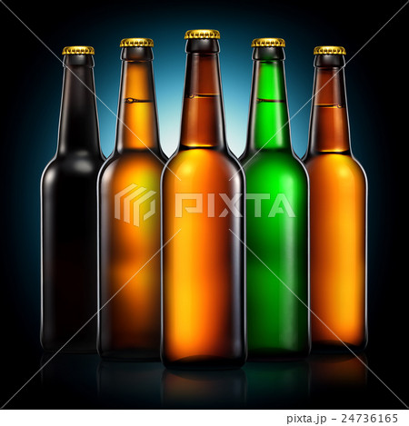 Set of beer bottles isolated on black background Set of beer bottles isolated on black background 24736165