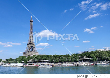 Eiffel Tower in Paris with Seine, France 24737620
