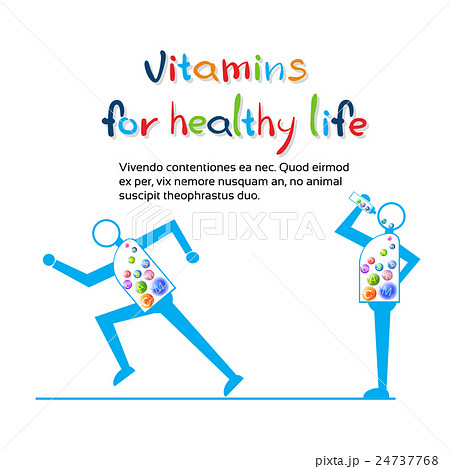 Strong Cartoon Character Run, Eat Vitamins Healthy 24737768