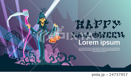 Grim Reaper Hold Scythe Happy Halloween Party 24737957