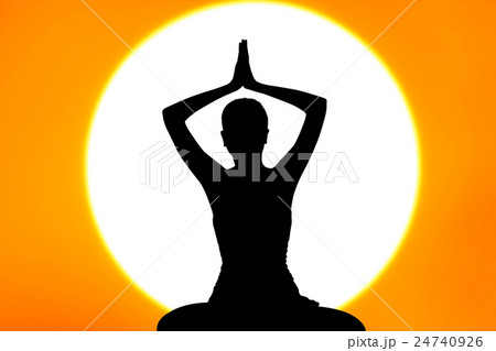 Silhouette young woman practicing yoga Silhouette young woman practicing yoga 24740926