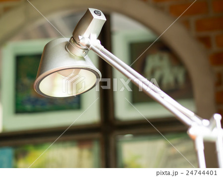 gray desk lamp in coffee shops. vintage style. 24744401