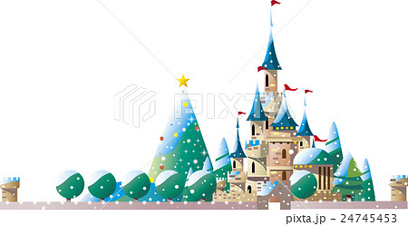 クリスマスのお城のイラスト素材