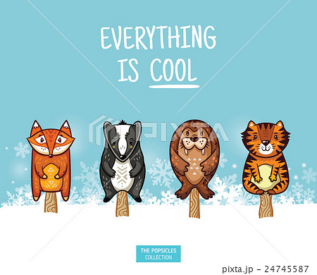 Cute animal popsicles illustration. Vector ice 24745587