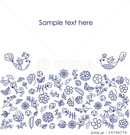 Set of birds, flowers, leaves on a white backgroun Set of birds, flowers, leaves on a white backgroun 24746774