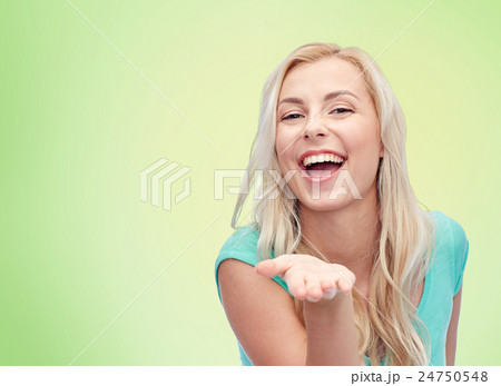 smiling young woman or teenage girl 24750548