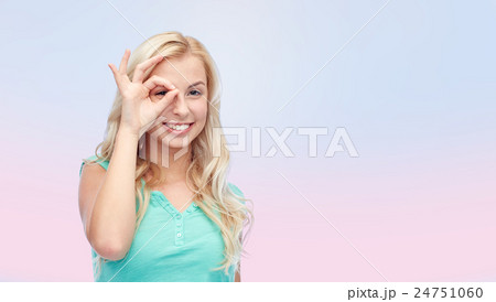 young woman making ok hand gesture young woman making ok hand gesture 24751060