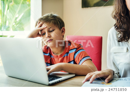 Mother Son Casual Bonding Activity Studying Concept Mother Son Casual Bonding Activity Studying Concept 24751850