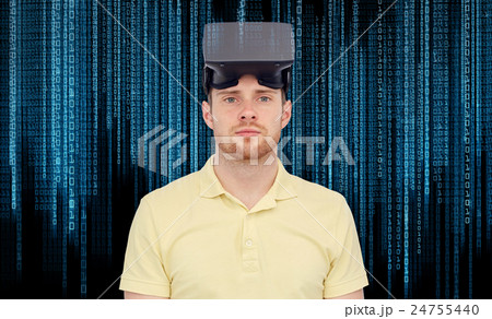man in virtual reality headset or 3d glasses 24755440