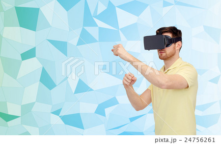man in virtual reality headset or 3d glasses 24756261