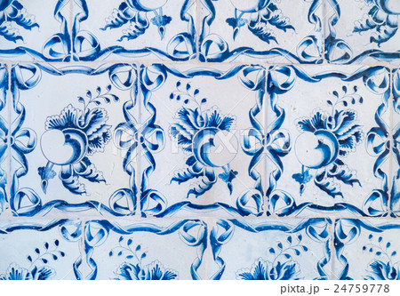 Blue ceramic tiles ornament pattern 24759778