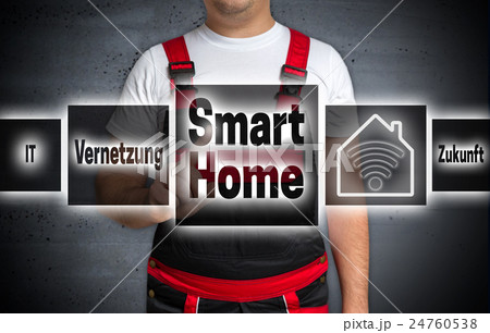 smart home (in german networking future) home touchscreen is ope 24760538