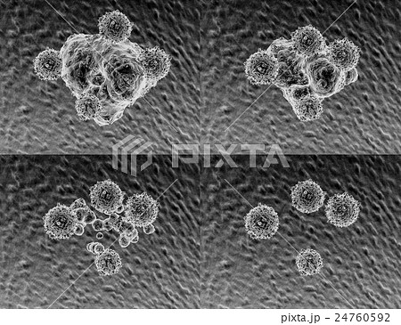 Nk細胞ががん細胞を攻撃する様子cgのイラスト素材