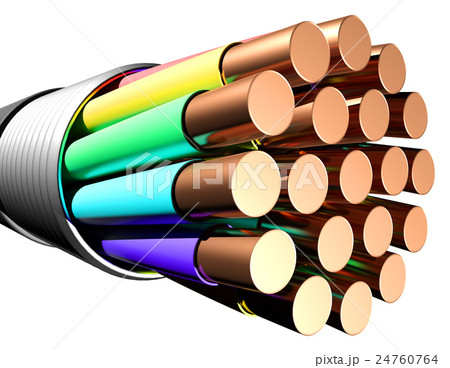 Electrical cable on white background. Close-up 24760764