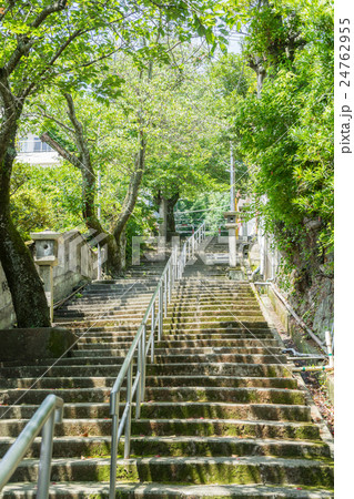 伊豆山神社参道の石階段の写真素材