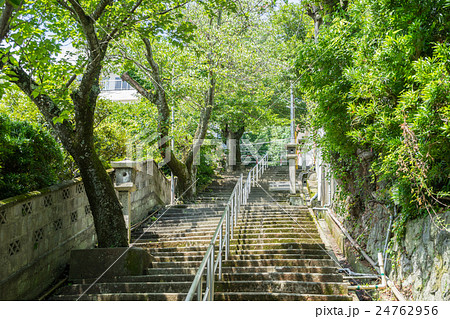 伊豆山神社参道の石階段の写真素材